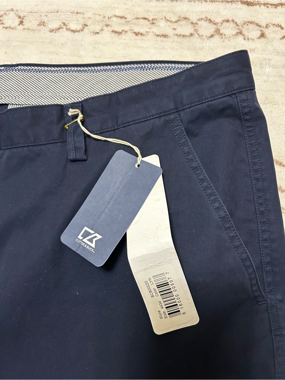 Cutter & Buck Men’s 44 Navy Blue Chino Pants NWT 34” Inseam Old Money - Picture 3 of 4
